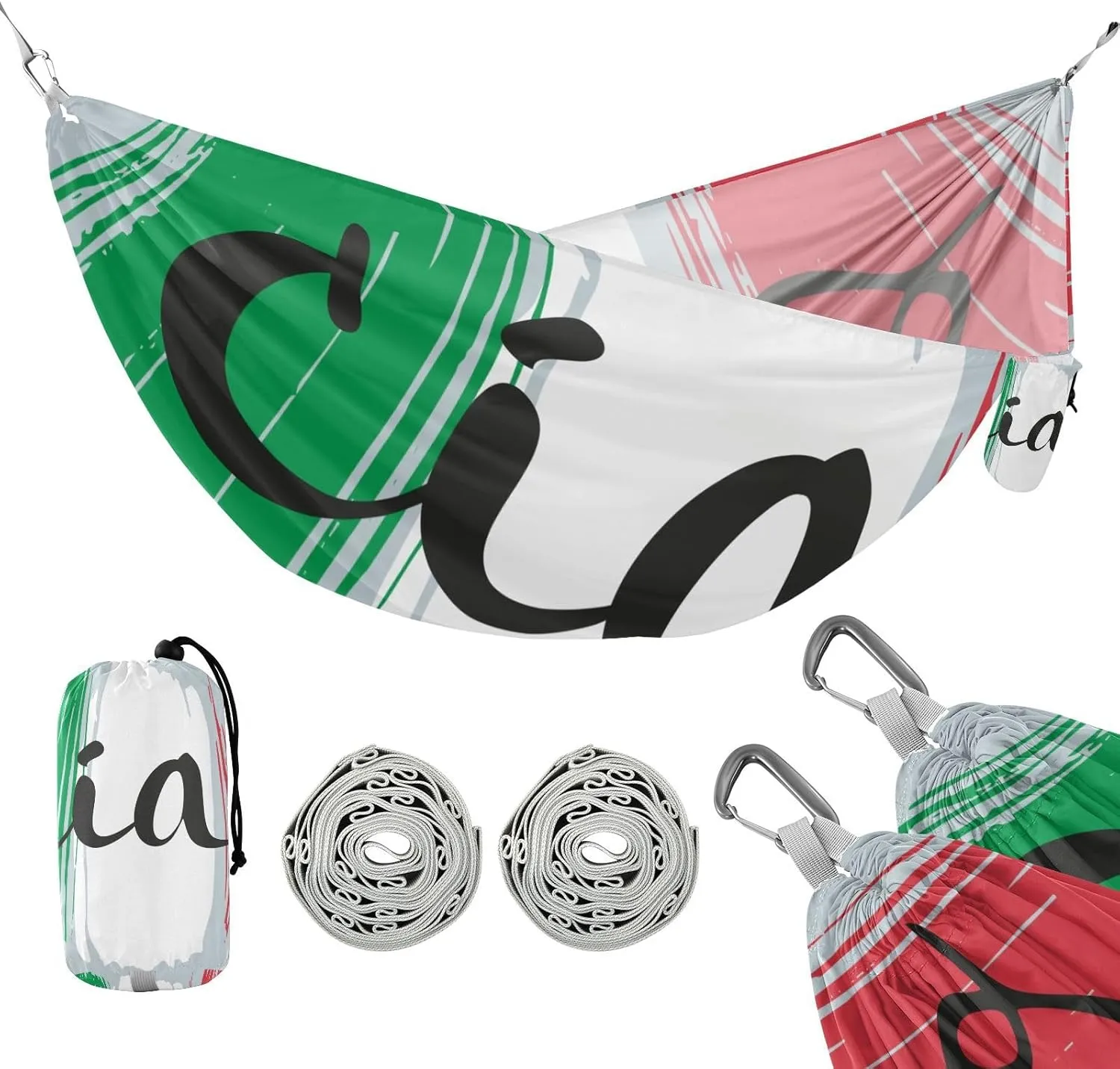 susiyo Portable Camping Hammock Italian Ciao Printed Lightweight Hammock Comfortable Travel Swing with Tree Straps for Camping Hiking Backpacking Travel or Beach - Up to 330lbs