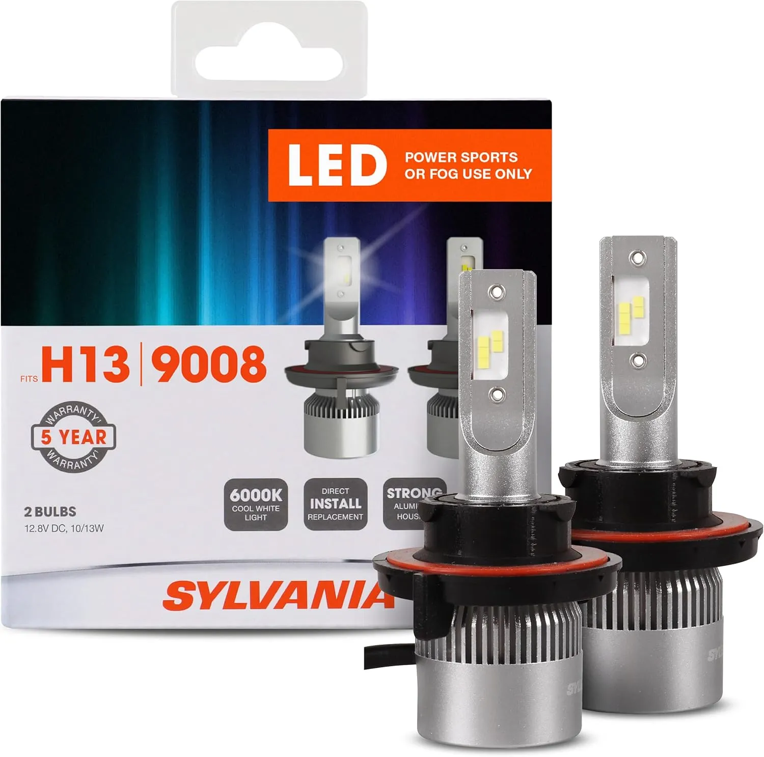 SYLVANIA H13 9008 LED Powersport Headlight Bulbs for Off-Road Use or Fog Lights - 2 Pack