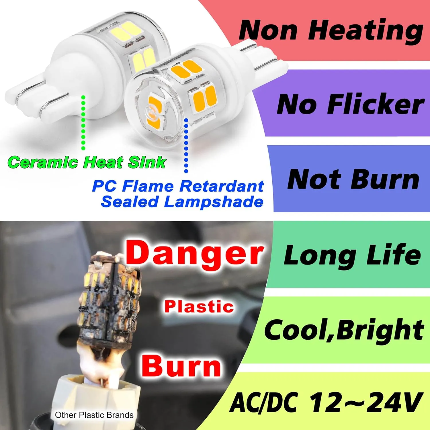 T5 T10 194 921 Wedge Base LED Light Bulbs 3 Watts Equivalent 25W 30W Incandecent Bulbs 2700K Warm White 300lm AC/DC 12-24V for Landscape Stair Step Pathway RV Camper Trailer Lighting, 12 Pack