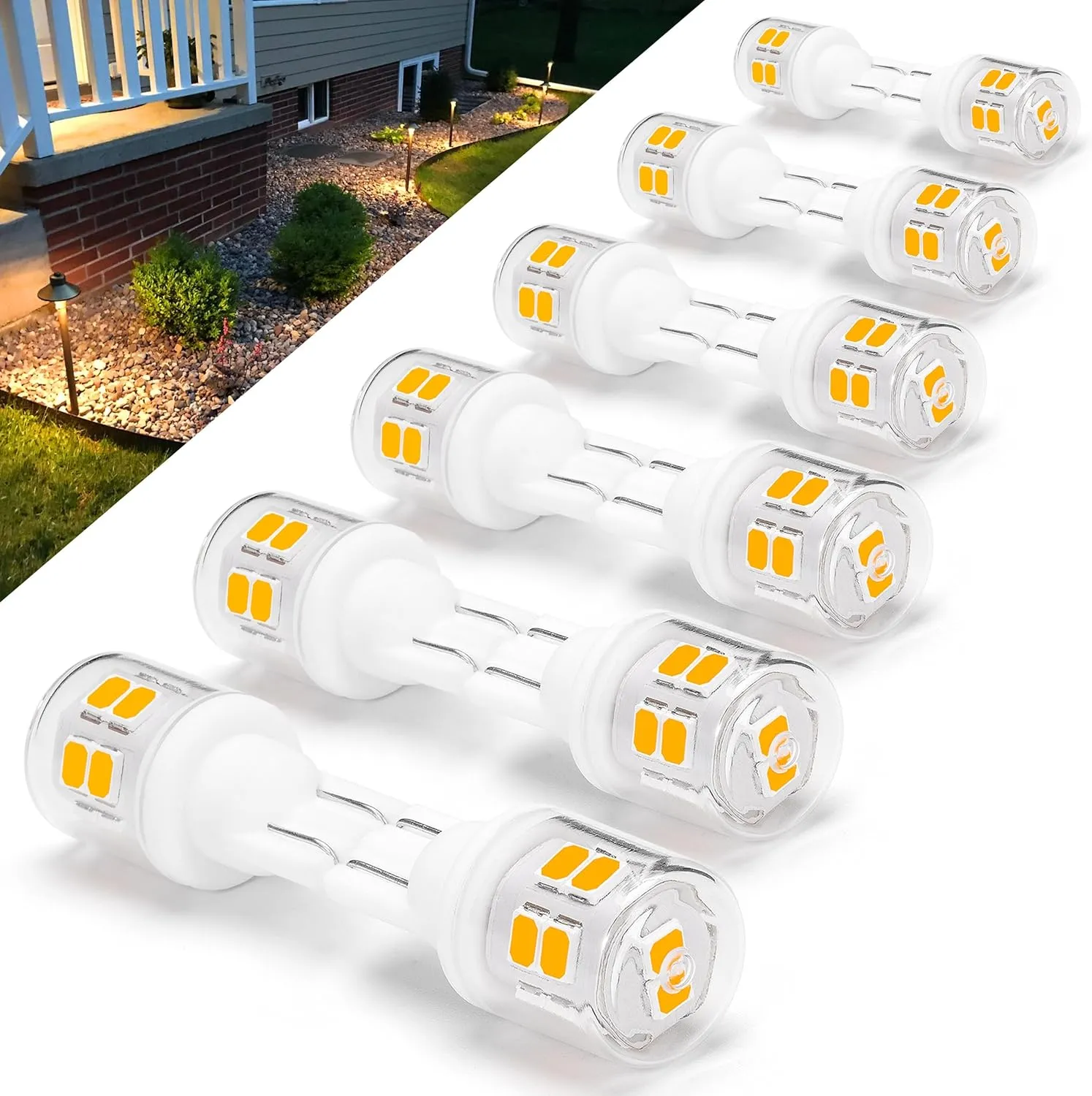 T5 T10 194 921 Wedge Base LED Light Bulbs 3 Watts Equivalent 25W 30W Incandecent Bulbs 2700K Warm White 300lm AC/DC 12-24V for Landscape Stair Step Pathway RV Camper Trailer Lighting, 12 Pack
