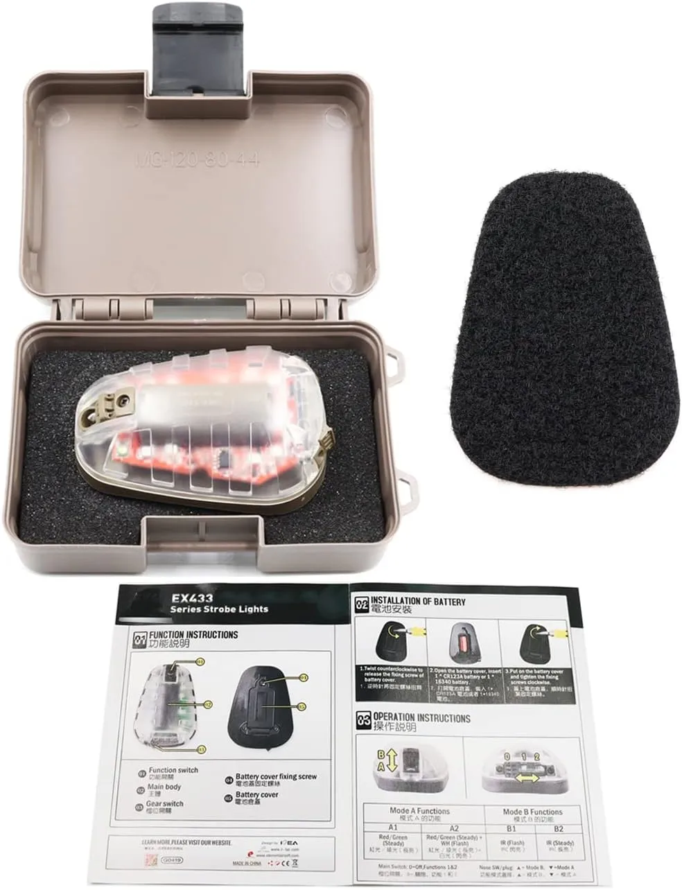 Tactical IR & Visible LED Helmet Strobe, Military Signal Light for Outdoor Rescue Adventure (Black Base-Red Light)