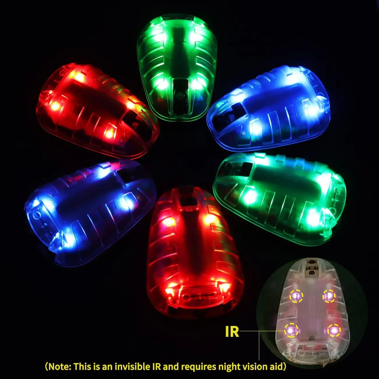 Tactical IR & Visible LED Helmet Strobe, Military Signal Light for Outdoor Rescue Adventure (Black Base-Red Light)