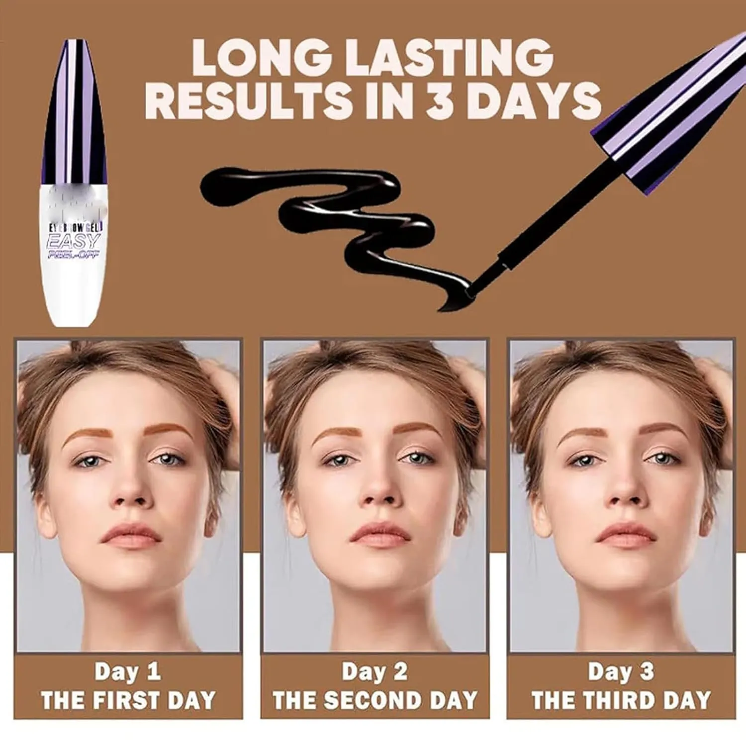 Tattoo Eyebrow Gel Easy Peel Off for Women,Easy Peel-Off Eyebrow Gel,Long-Lasting Makeup,Waterproof & Sweatproo,For All Skin Types