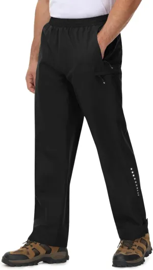 TBMPOY Men's Rain Pants Waterproof Zipper Lightweight Breathable Mesh with 3 Zipper Pockets Rain Gear Work Motorcycle
