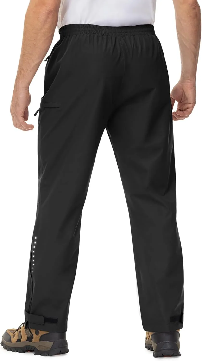 TBMPOY Men's Rain Pants Waterproof Zipper Lightweight Breathable Mesh with 3 Zipper Pockets Rain Gear Work Motorcycle
