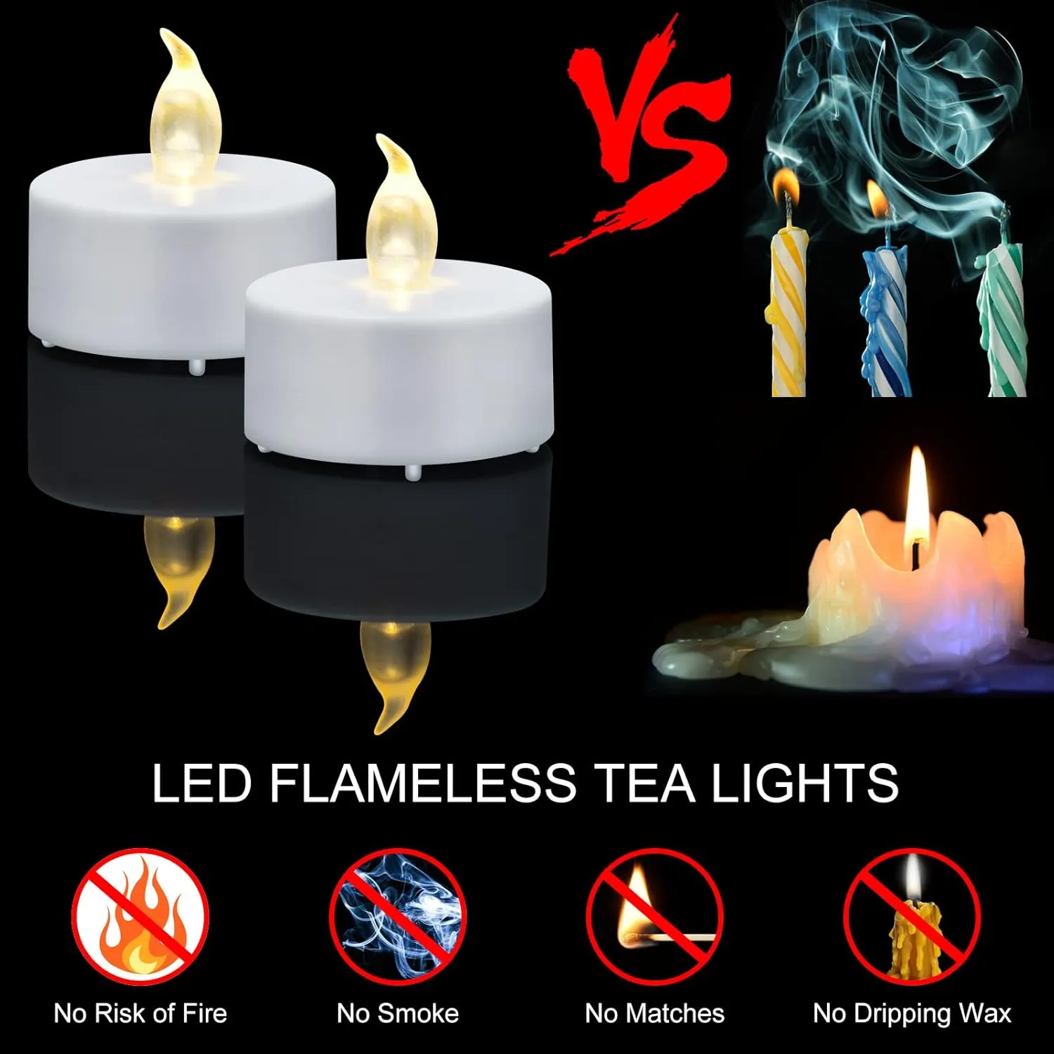 Tea Light, 100 Pack Flameless LED Tea Lights Candles Flickering red 200  Hours Battery-Powered Tealight Candle. Ideal for Party, Wedding, Birthday, Gifts and Home Decoration