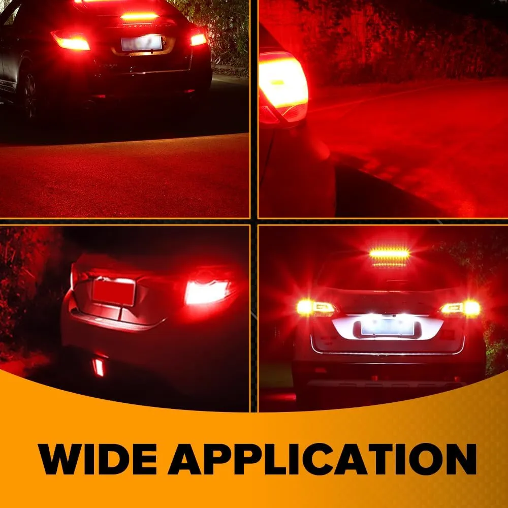 Teguangmei Upgrade 7443 LED Bulb Red 23W Bright Built in Resistor Canbus Error Free Anti Hyper Flash 7443 7444 7444NA 7443A T20 W21W T3 LED Bulb for Brake Light Stop Light Tail Light (2PCS)