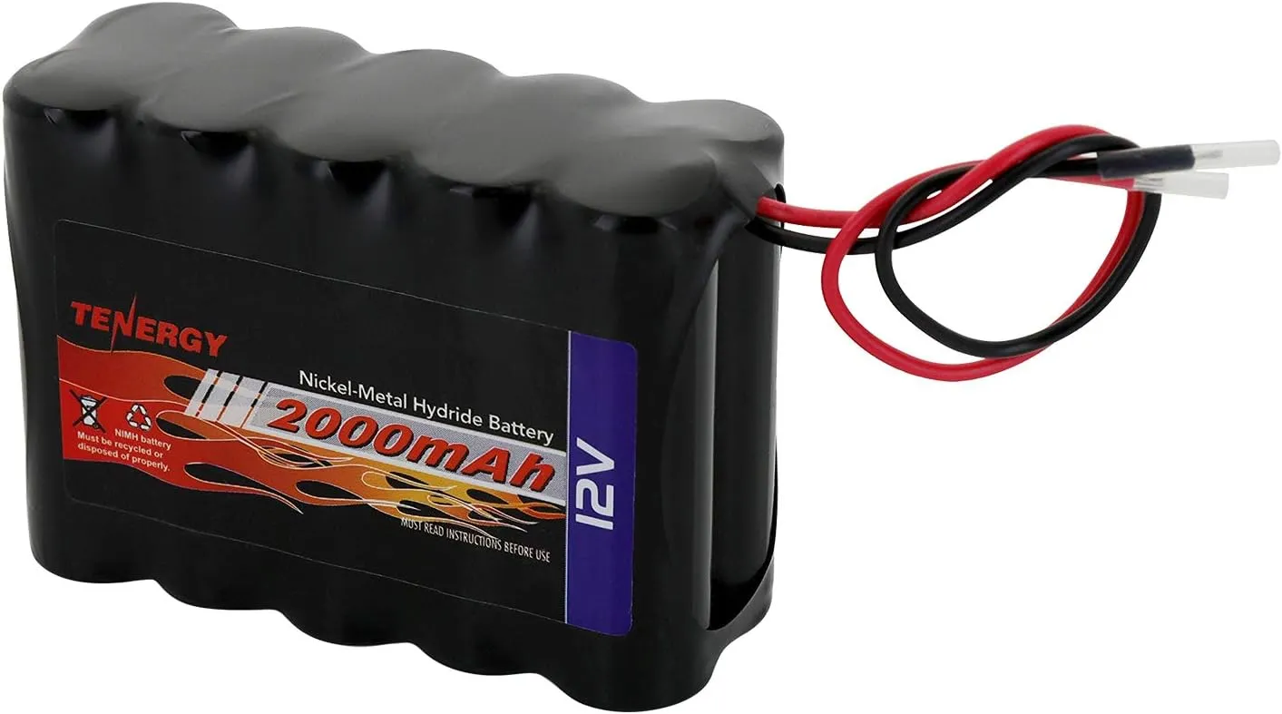 Tenergy NiMH Battery Pack 12V 2000mAh High Capacity Rechargeable Battery w/Bare Leads Replacement Battery Pack for DIY, Medical Equipments, LED Light Kit, RC Models, Portable 12V DC Devices and More