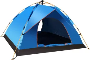 Tent Automatic Camping Tent 1-2 Person Family Tent, Double Layer Instant Setup Awning, Outdoor Protable Backpacking Tent Hiking Travel (Color : Green) (Blue)