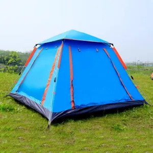 Tent for Family 5-6 Person Camping Tents Double Layer Tent with Porch Shade, Sun Protection,Pop Up Tent with Advanced Ventilation,Outdoor Garden Use, Blue