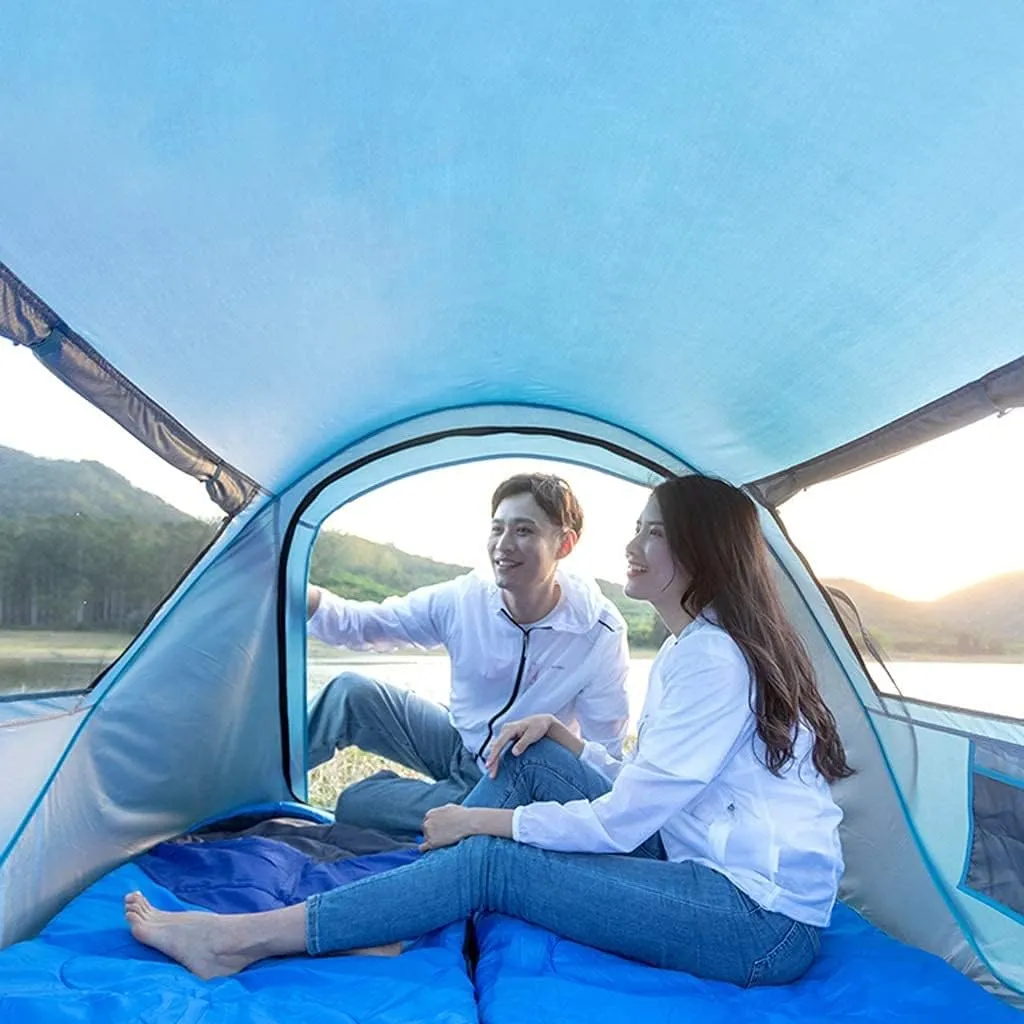 Tents for Camping Beach Tents Camping Tent for 3-4 Person 2 Door 2 Mesh Windows Portable Instant Tent Automatic Tent for Hiking Outdoor Tent Family Tents for Camping Hiking Traveling