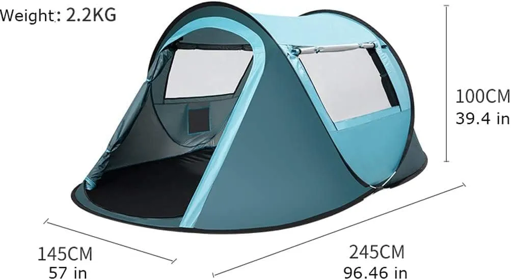 Tents for Camping Beach Tents Camping Tent for 3-4 Person 2 Door 2 Mesh Windows Portable Instant Tent Automatic Tent for Hiking Outdoor Tent Family Tents for Camping Hiking Traveling
