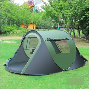 Tents for Camping Beach Tents Camping Tent for 3-4 Person 2 Door 2 Mesh Windows Portable Instant Tent Automatic Tent for Hiking Outdoor Tent Family Tents for Camping Hiking Traveling