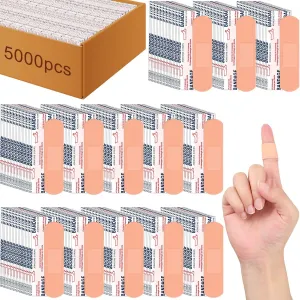 Timgle 5000 Pcs 3/4" x 3" Adhesive Bandages Bulk Waterproof Adhesive Breathable Bandages for Sensitive Skin School Nurses Businesses Travel First Aid Kits Homeless Care Supplies Donations