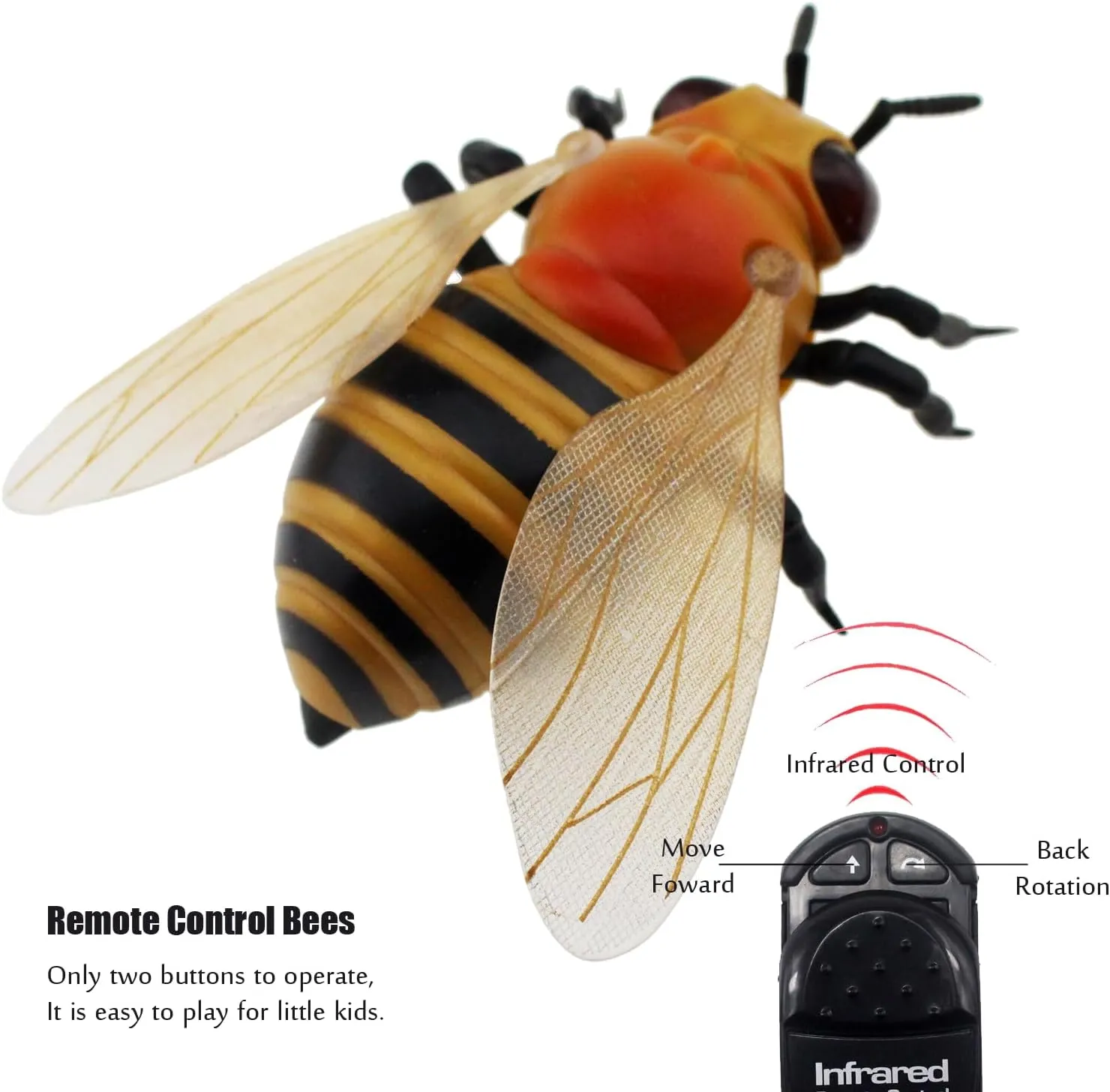 Tipmant Realistic RC Honey Bee Toys IR Remote Control Honeybee Insect Vehicle Electric Animal for Cat Dog Kids Birthday Gifts