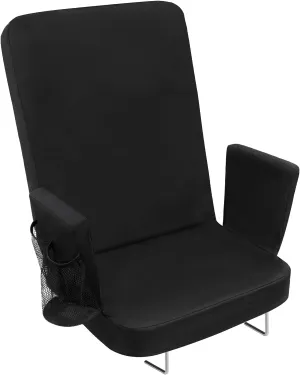 TOPSKY Stadium Seat with High Back Support, 26.2”Height, 19.1”Width (Seat 17.7”), Wide Bleacher Seats with 2 Hook, Picnic Seat，XY-CR-693-W43H(1PCS Black)