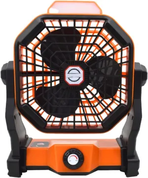 Topyond Portable Camping Fan with LED Light Solar Powered and USB Rechargeable, Stepless Speed Regulation, Ideal for Outdoor Tent Use
