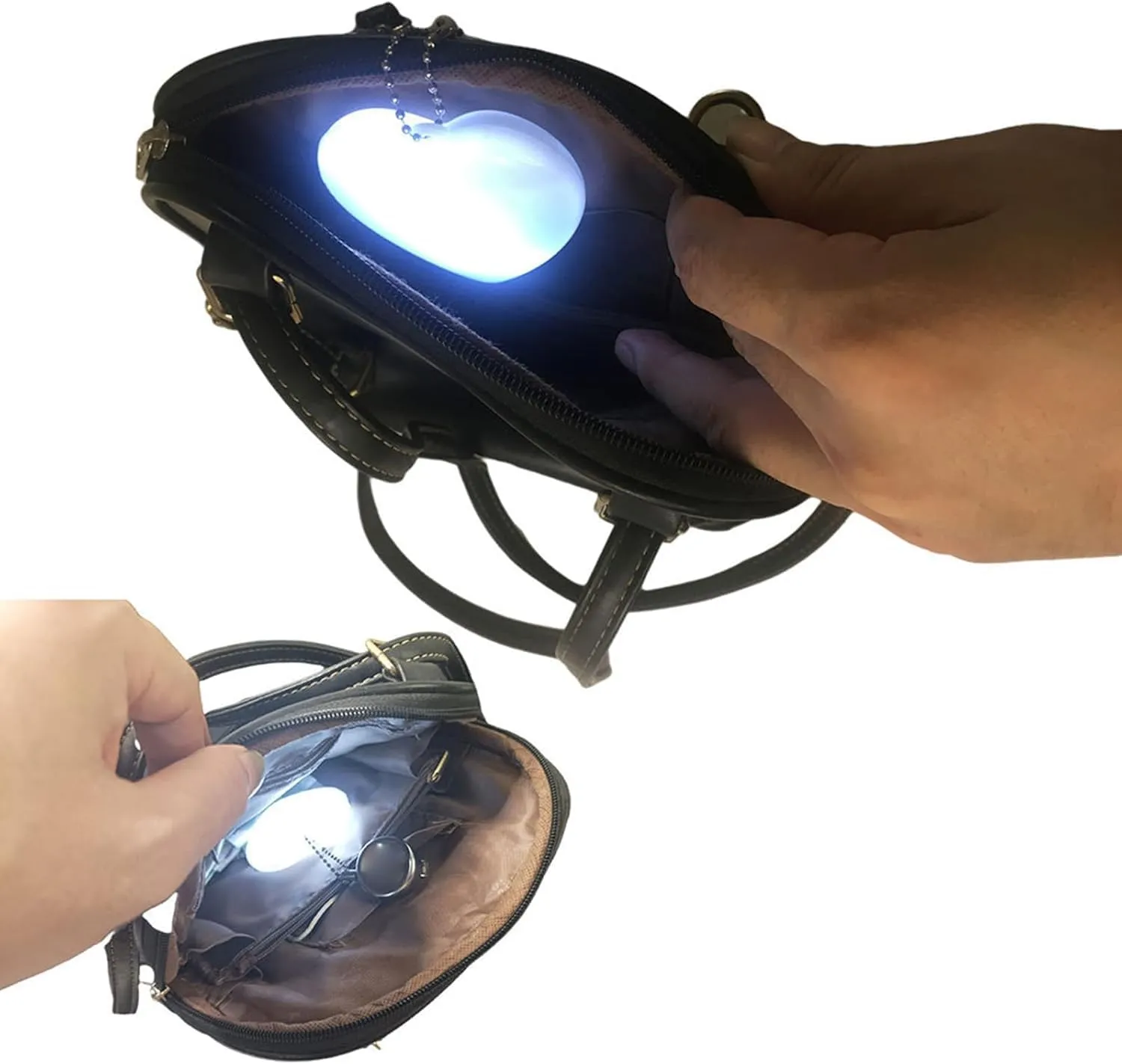 Touch Activated Purse Light Handbag Light, Purse Light Handbag Light, Glow Heart for Purse, LED Automatic Sensor Glowing Heart Shaped Handbag Lights,LED Touch Activated Purse Light (Round)