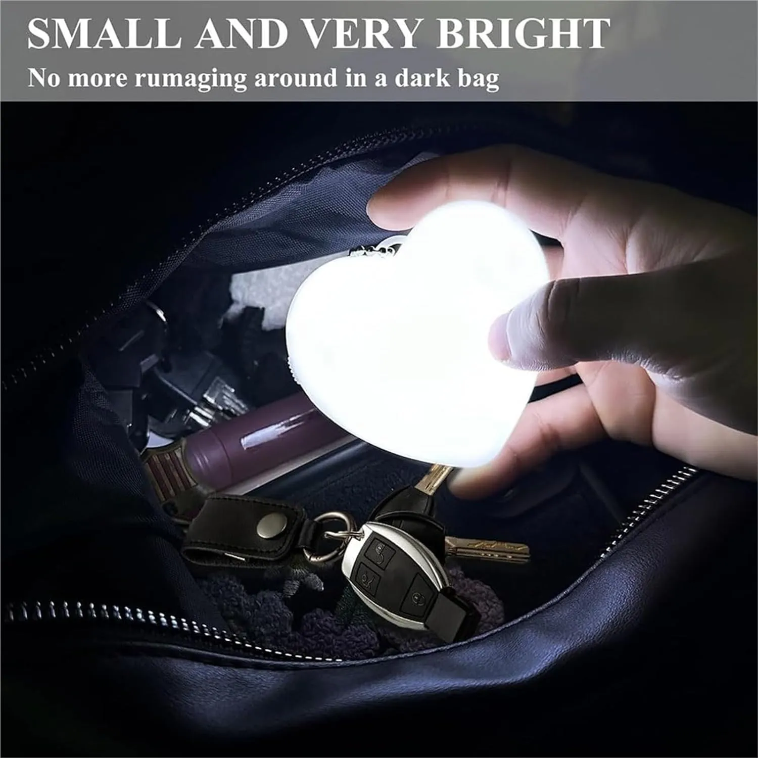 Touch Activated Purse Light, Purse Light Handbag Light, Heart Purse Light, Purse Light with Automatic Sensor, Small Portable Glow Purse Light, Mini Touch Purse LED Lamp (d*2pc)