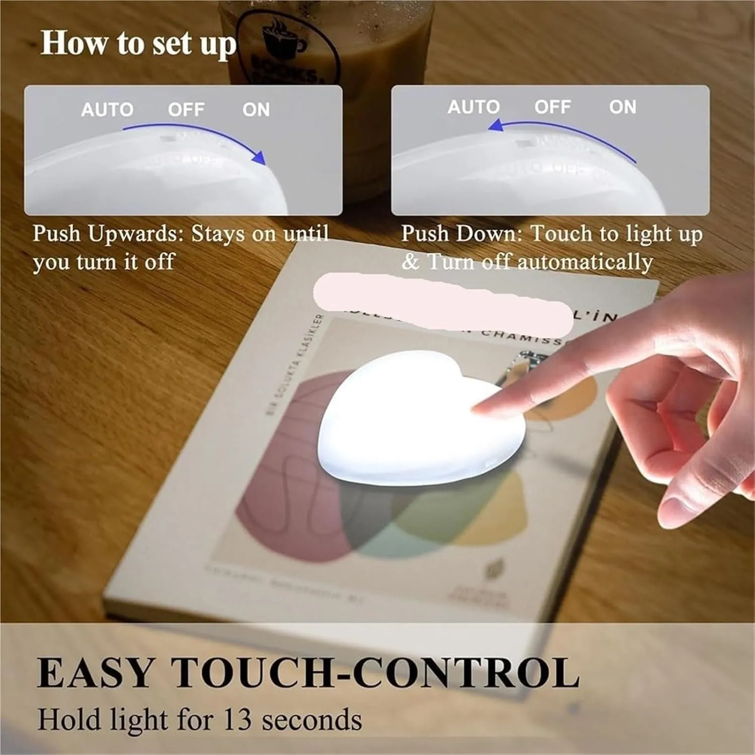 Touch Activated Purse Light, Purse Light Handbag Light, Heart Purse Light, Purse Light with Automatic Sensor, Small Portable Glow Purse Light, Mini Touch Purse LED Lamp (d*2pc)