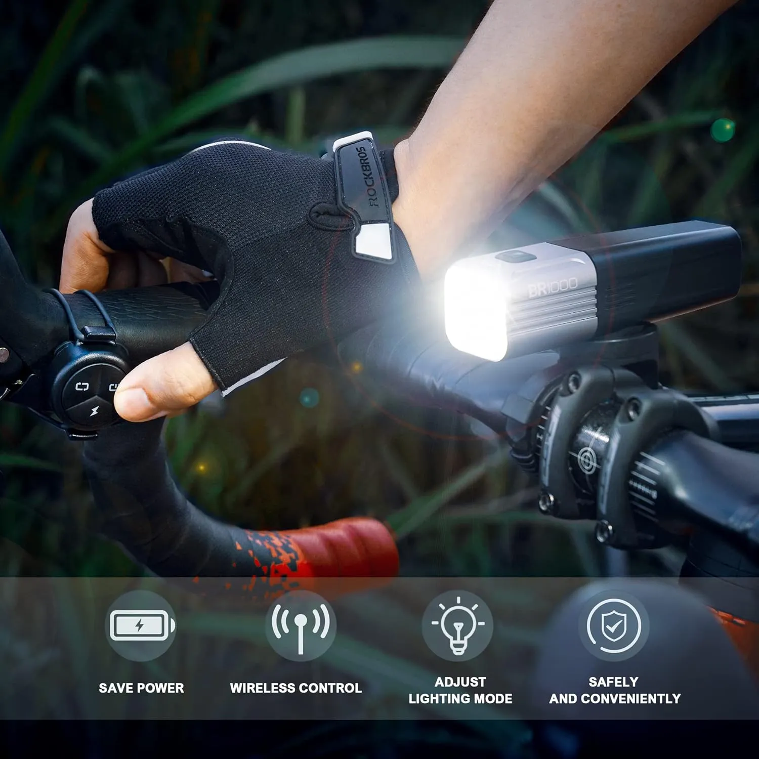 TOWILD BR1000 Bike Lights for Night Riding,1000 Lumen Lightweight Bike Front Light,Long Battery Life,Compatible with Garmin/GoPro Mount,3500mAh Rechargeable&Replaceable Battery,for Commuter Cyclists