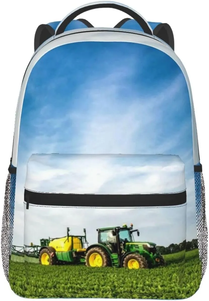 Tractor And Green Farmland Backpack Laptop Backpack Sports Travel Shoulder bag Light casual backpack