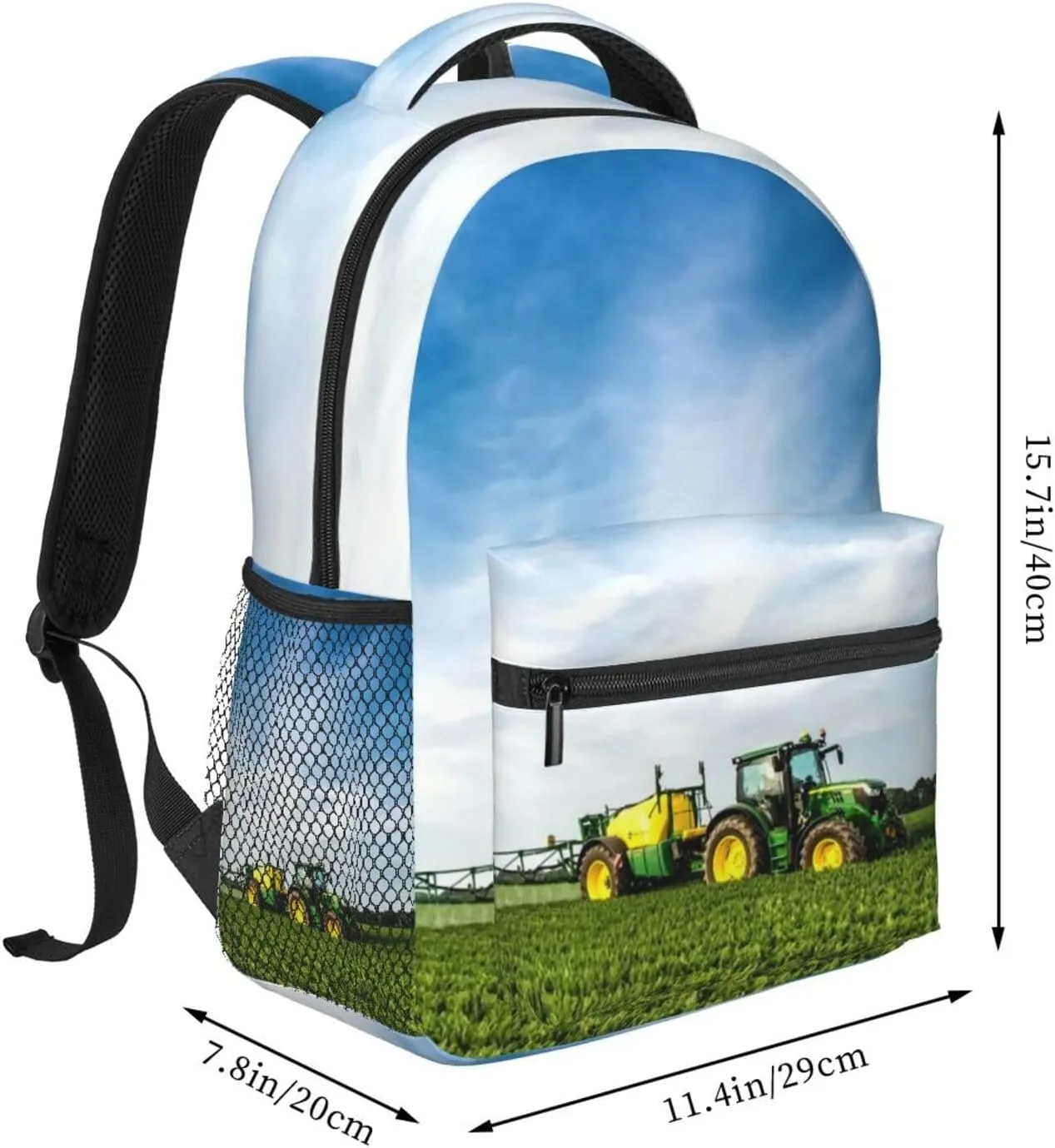 Tractor And Green Farmland Backpack Laptop Backpack Sports Travel Shoulder bag Light casual backpack
