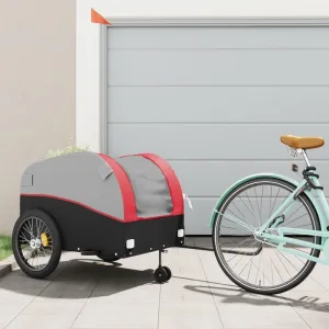 Transport Heavy Goods with Sturdy Bike Trailer, 99.2 lb Capacity, Durable Iron Frame with Safety Flag, Black and Red