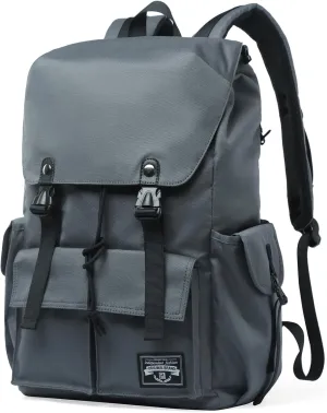 Travel Backpack for Men, 17.3 Inch Laptop Backpack, Drawstring Anti-theft Waterproof Tech Backpacks with Laptop Compartment, Grey