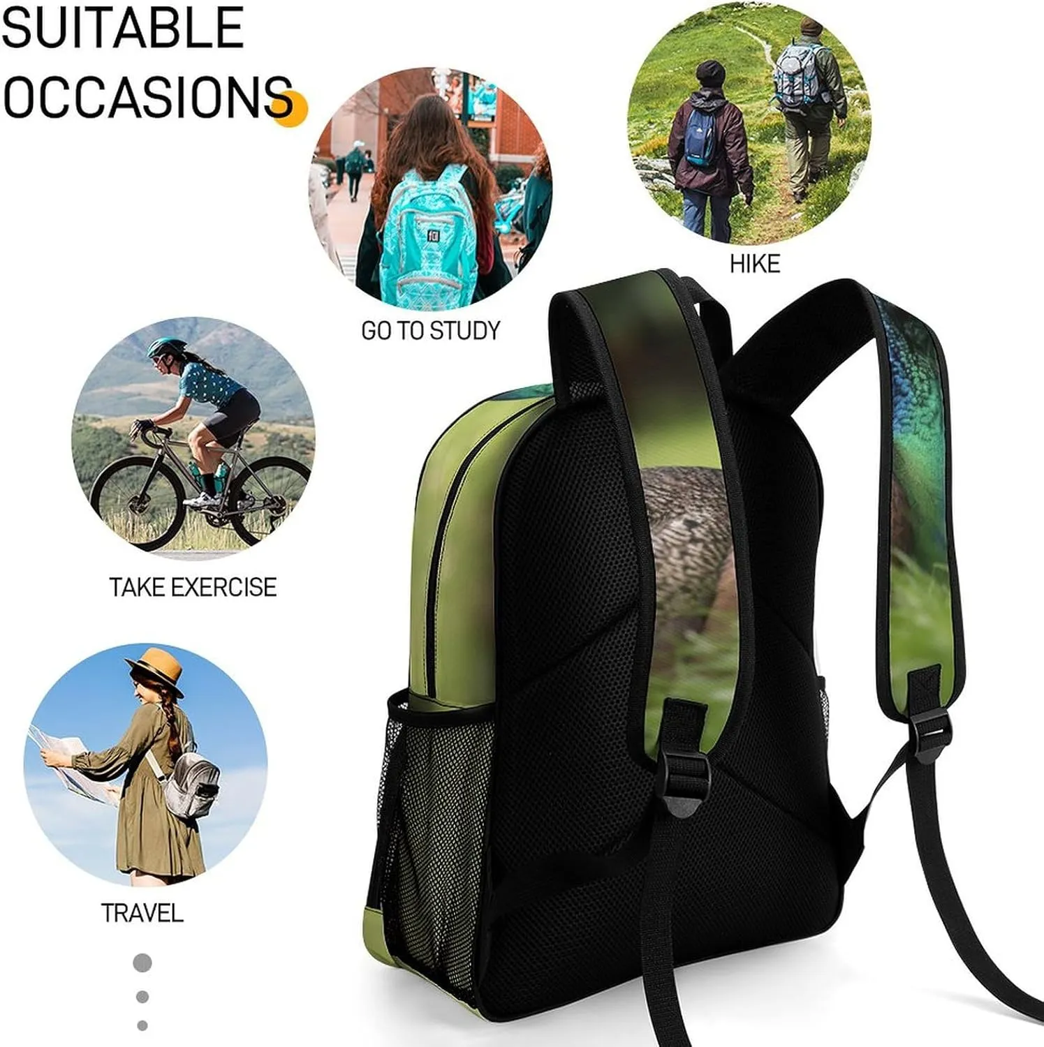 Travel Backpack for Women Men Lightweight 17 Inch Laptop Bag Animals That Open Their Tails Backpack Casual Daypack