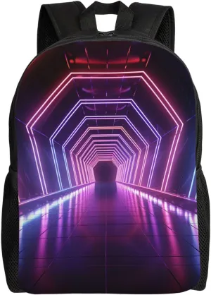 Travel Backpack Neon Lights Tunnel Carry on Backpack Lightweight Business 16inches Laptop Backpack for Men Women