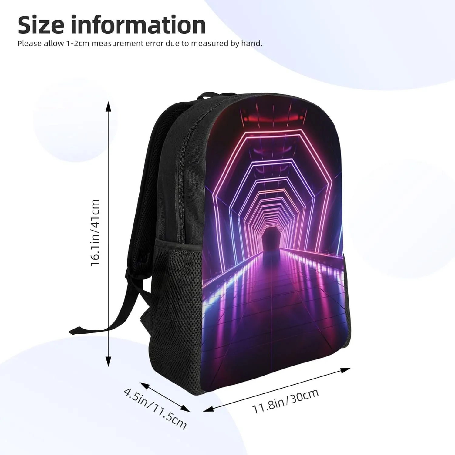 Travel Backpack Neon Lights Tunnel Carry on Backpack Lightweight Business 16inches Laptop Backpack for Men Women