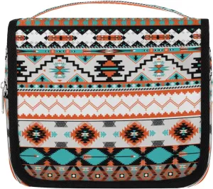 Travel Hanging Toiletry Bag for Women Men Tribe Ethnic Aztec Geometric Cosmetic Bag Waterproof Makeup Organizer for Accessories, Shampoo, Full Sized Container, Toiletries for Bathroom Shower