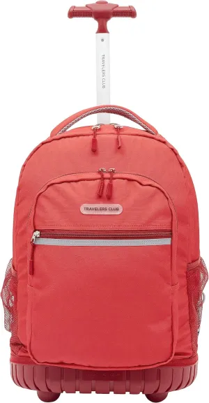 Travelers Club Rolling Backpack, Red, 18 Inch