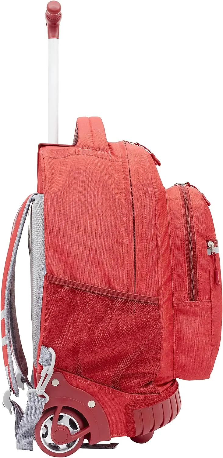 Travelers Club Rolling Backpack, Red, 18 Inch