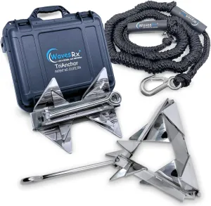 TriAnchor - Stainless Steel Folding PWC & Boat Anchor Kit | Sets Instantly for Effortless Boat & Jet Ski Anchoring | Compact Patent-Pending Design Grips Better Than Plow, Fluke or Box Anchor
