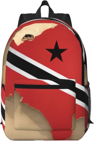 Trinidad And Tobago Flag Map Print Stylish Travel Backpack,Laptop Bag With Multiple Compartments,Business Backpack