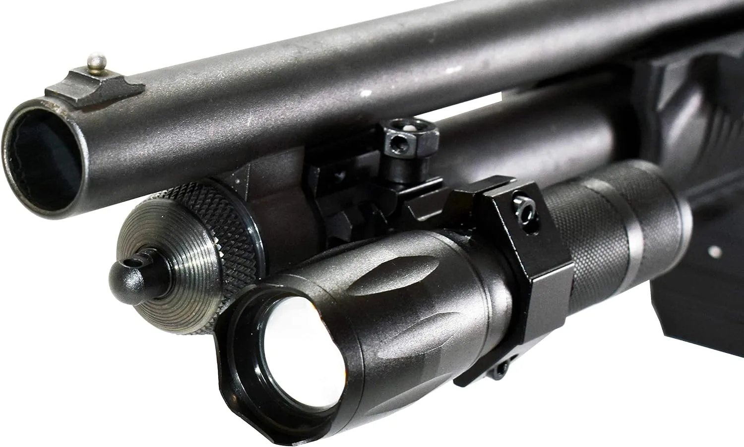 Trinity 1000 Lumen led Flashlight for mossberg 500 Pump Home Defense Tactical Hunting Optics Aluminum Black Picatinny Weaver Mounted Adapter Single Rail Mount.