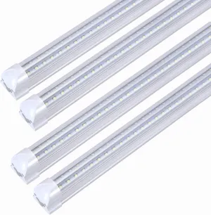 TRLIFE 8FT LED Shop Light Fixtures, 72W LED Tube Light 8FT 5000K Daylight White Dual Side T8 V-Shape Integrated 8 FT Bulbs(150W Fluorescent Light Equivalent), 8640Lm, Clear Cover(4 Pack)