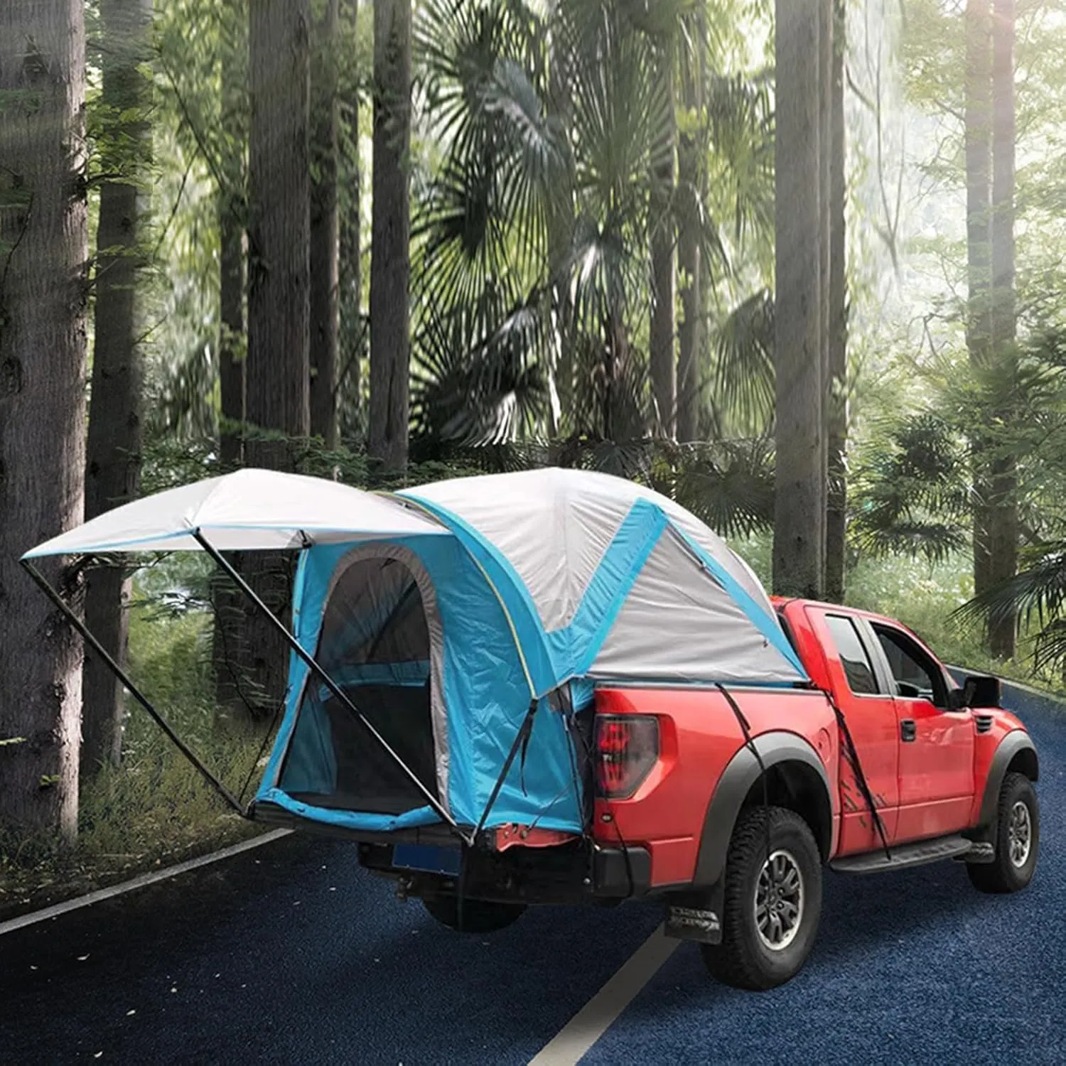 Truck Tent, Pickup Truck Tent with Awning for 5.5-6.7ft, Truck Bed Tent (190 120) x 155 x 165 CM - Waterproof Double Layer 210D Sleeping Tent with Removable Rainfly and Camping Carry Bag