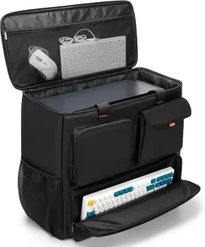 Trunab PC Desktop Carrying Case with Multiple Storage Pockets, PC Computer Tower Backpack Bag, Traveling Carrier for Keyboard, Cable, Mouse and Headphone, Bag Only
