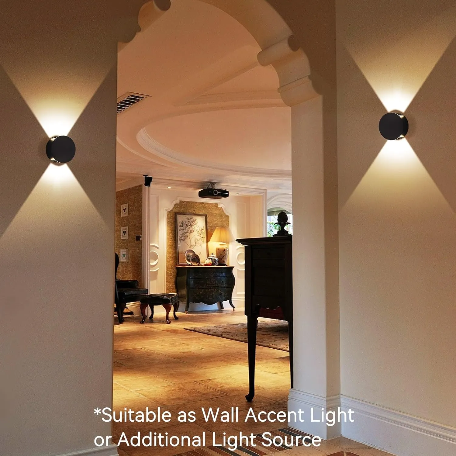 Tubicen Black Round Wall Sconce, Beam-Adjustable Small Wall Mount Light Fixture, 6W LED Dimmable Movie Theater Sconces for Living Room Bedroom Hallway Stairway (Hardwired)