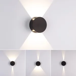 Tubicen Black Round Wall Sconce, Beam-Adjustable Small Wall Mount Light Fixture, 6W LED Dimmable Movie Theater Sconces for Living Room Bedroom Hallway Stairway (Hardwired)