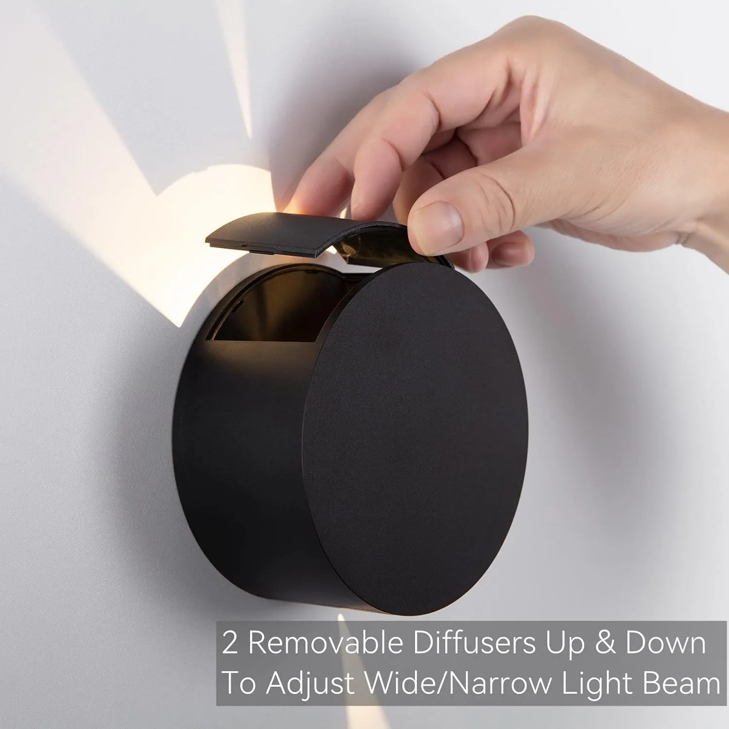 Tubicen Black Round Wall Sconce, Beam-Adjustable Small Wall Mount Light Fixture, 6W LED Dimmable Movie Theater Sconces for Living Room Bedroom Hallway Stairway (Hardwired)