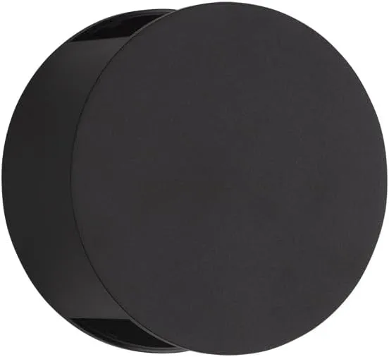 Tubicen Black Round Wall Sconce, Beam-Adjustable Small Wall Mount Light Fixture, 6W LED Dimmable Movie Theater Sconces for Living Room Bedroom Hallway Stairway (Hardwired)