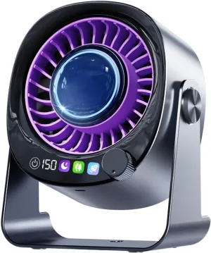 Ultra-Quiet Rechargeable Desk Fan with Digital Display - Wall Mountable USB Desktop Fan, 150 Speeds & 120° Tilt, 4000mAh Battery for Bedroom Office Kitchen Camping Travel.