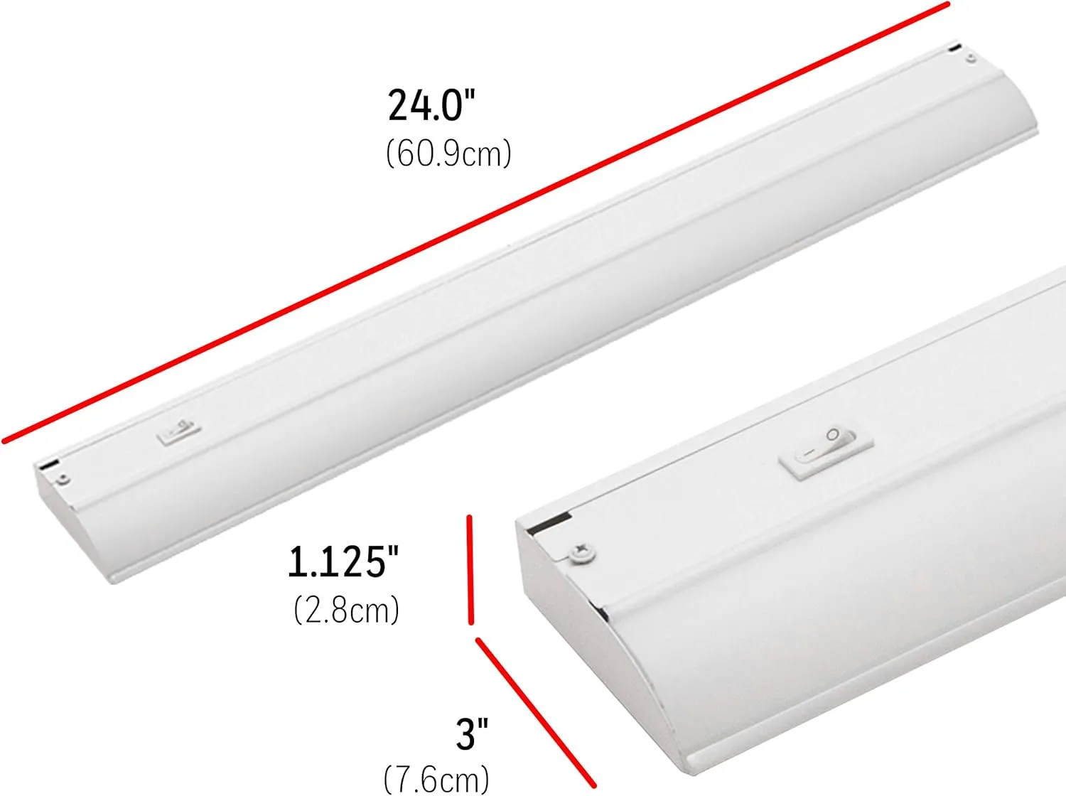 UltraPro 24 inch Hardwired Under Cabinet Lights, On/Off Only, 2700K Warm White, Under Cabinet Lighting, Under Counter Lights for Kitchen 44112