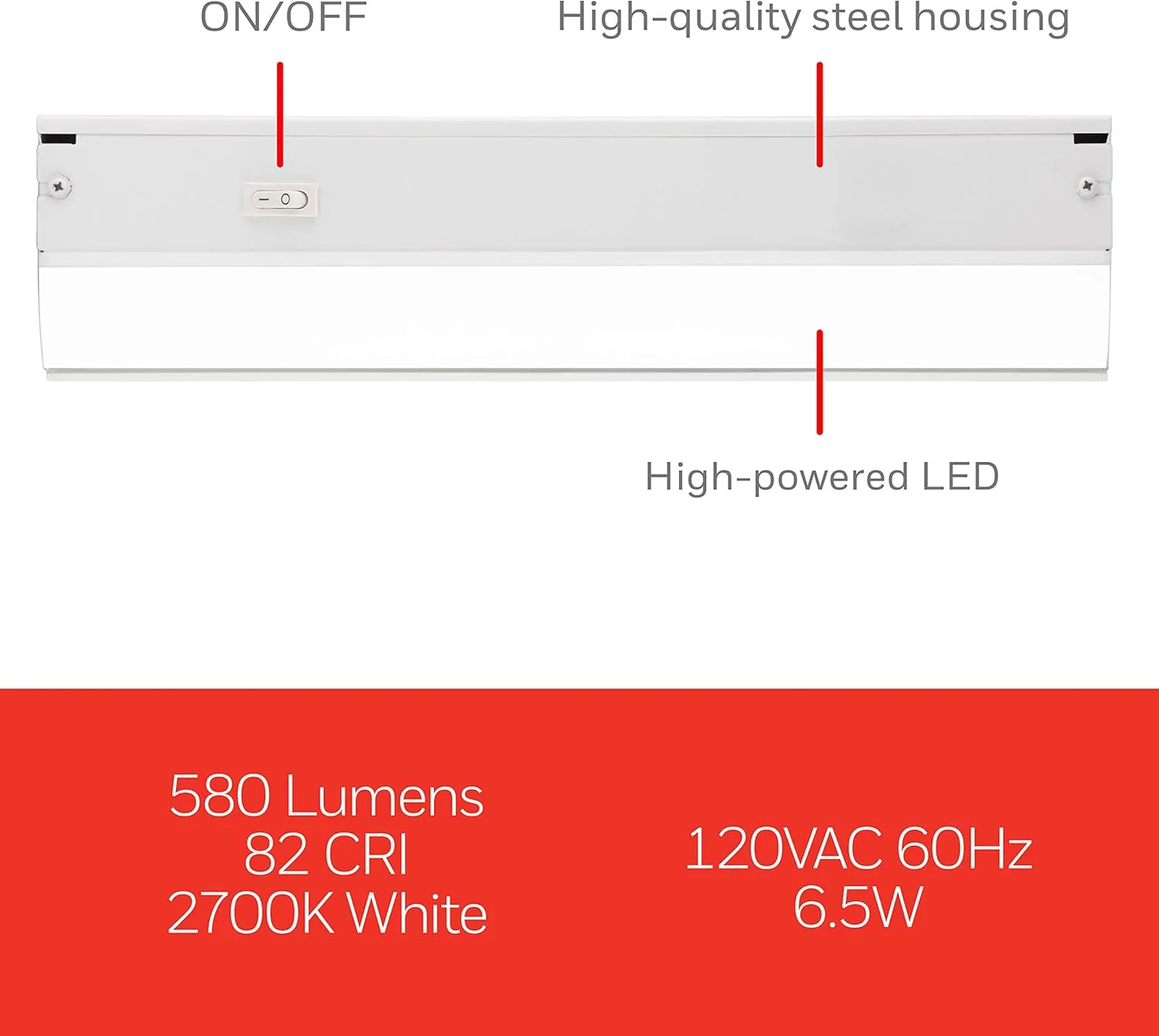 UltraPro 24 inch Hardwired Under Cabinet Lights, On/Off Only, 2700K Warm White, Under Cabinet Lighting, Under Counter Lights for Kitchen 44112