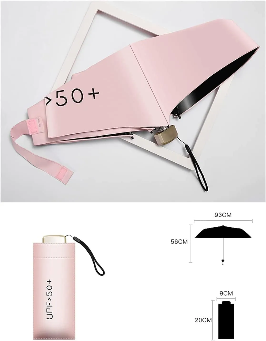 Umbrellas for Rain Foldable Umbrella Ultralight Pocket Umbrella UV Umbrella Parasol Waterproof Lightweight Portable Backpack Umbrella Umbrellas for Rain Windproof (Color : Pink)