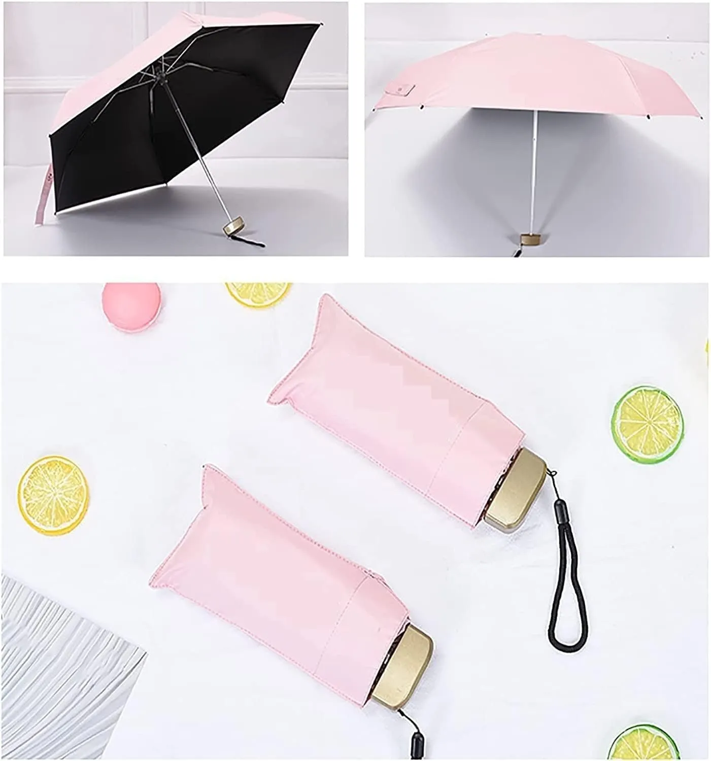Umbrellas for Rain Foldable Umbrella Ultralight Pocket Umbrella UV Umbrella Parasol Waterproof Lightweight Portable Backpack Umbrella Umbrellas for Rain Windproof (Color : Pink)
